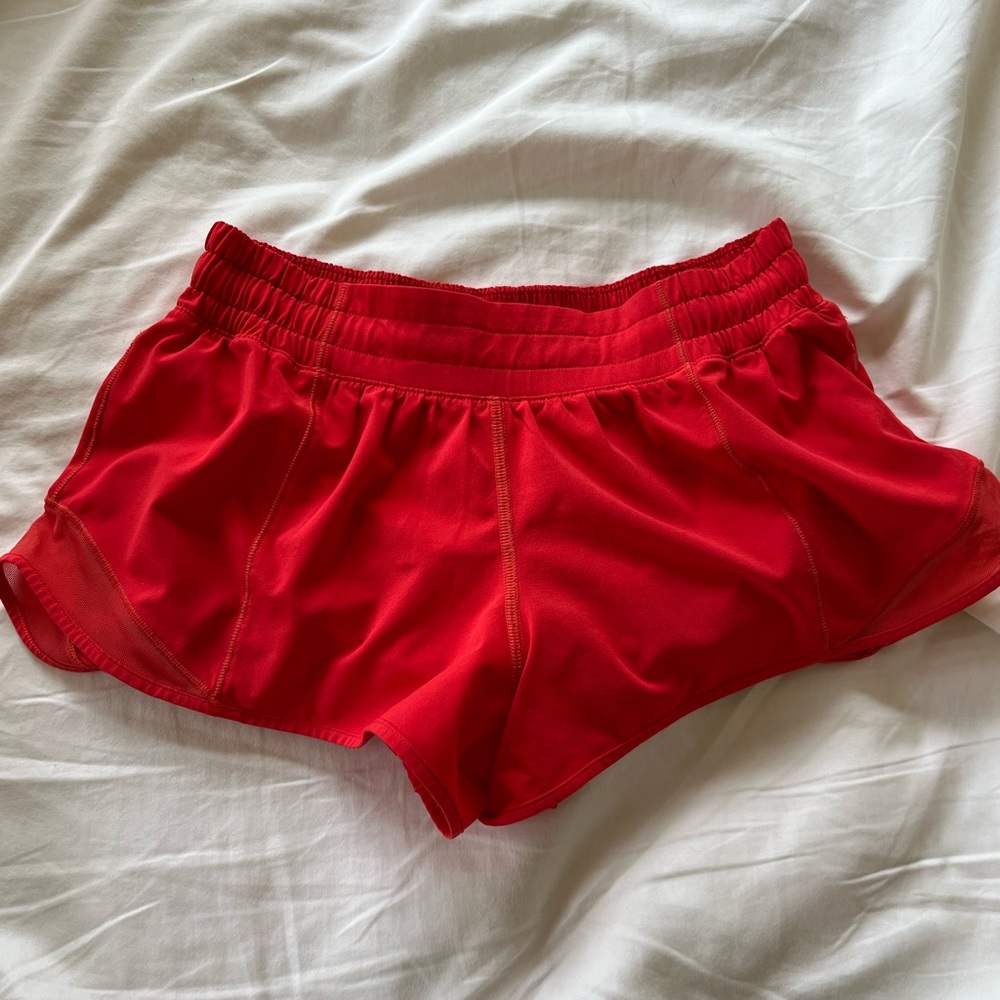 Orange/red Lululemon Hotty Hot shorts 2.5 inch